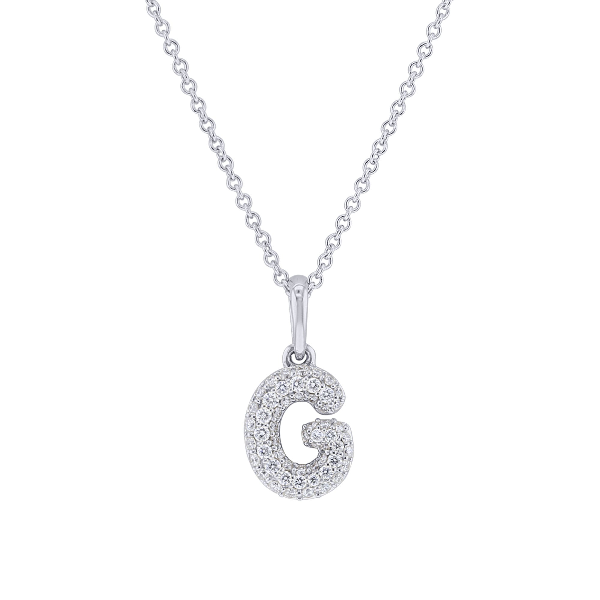 Gold Bubble Initial Diamond Necklace