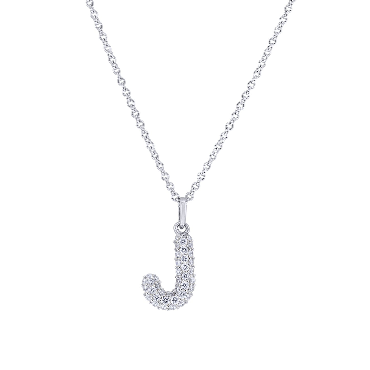 Gold Bubble Initial Diamond Necklace