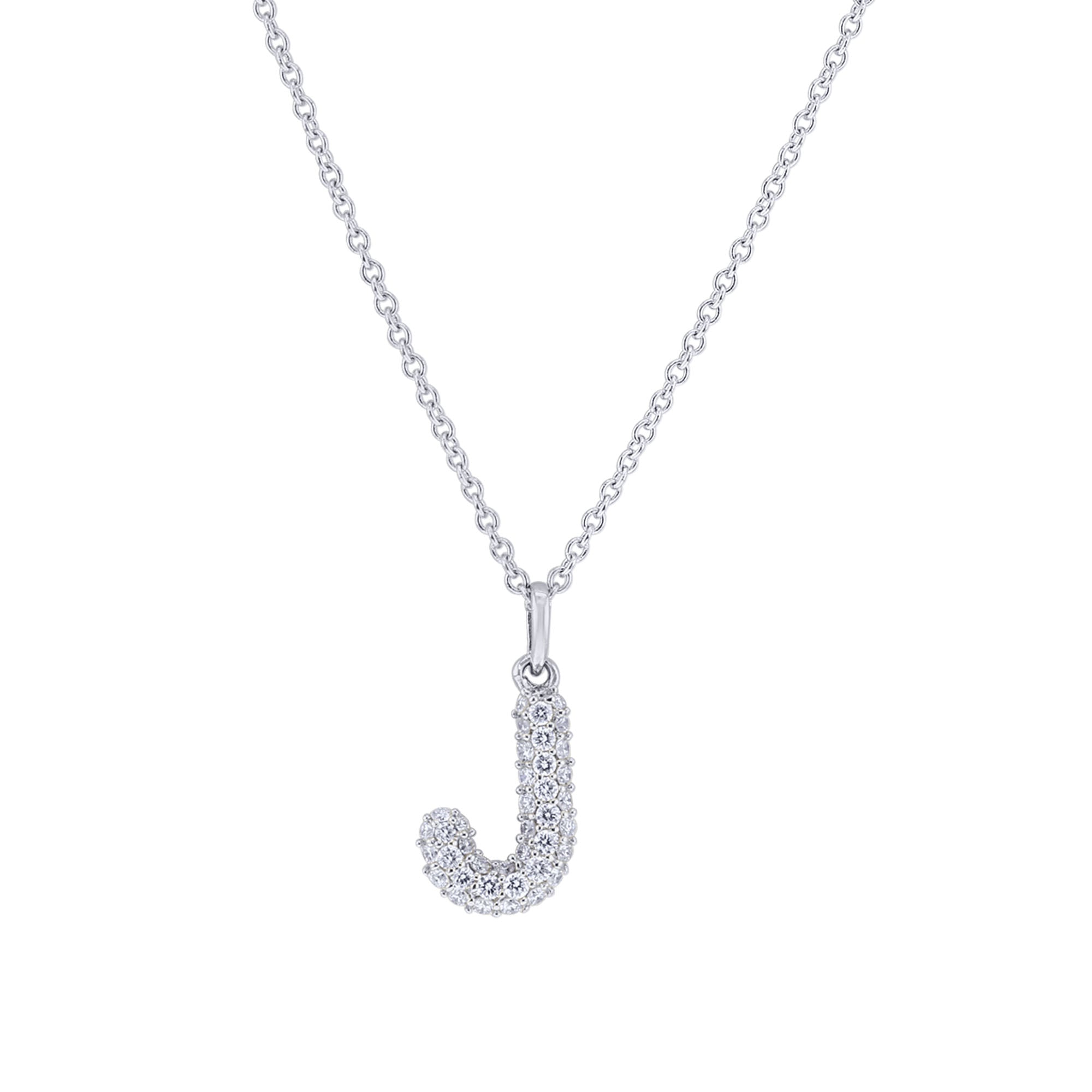 Gold Bubble Initial Diamond Necklace