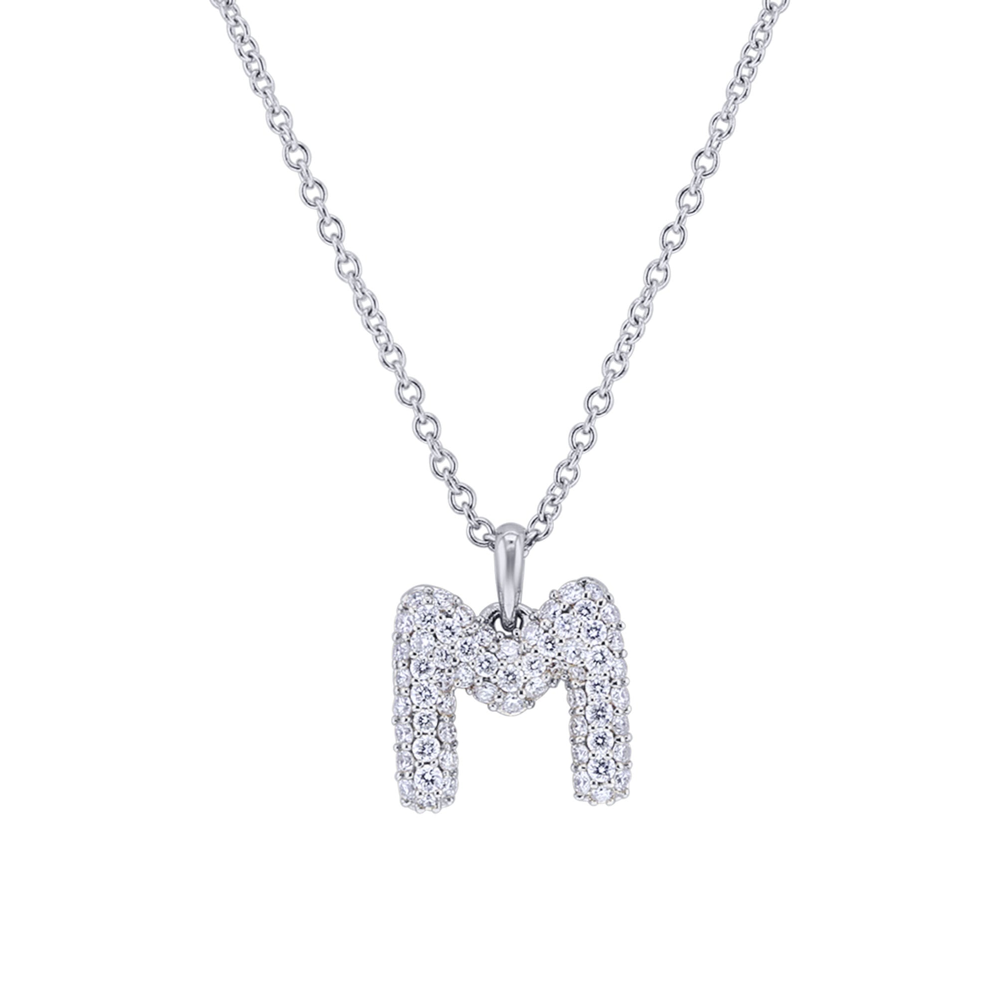 Gold Bubble Initial Diamond Necklace