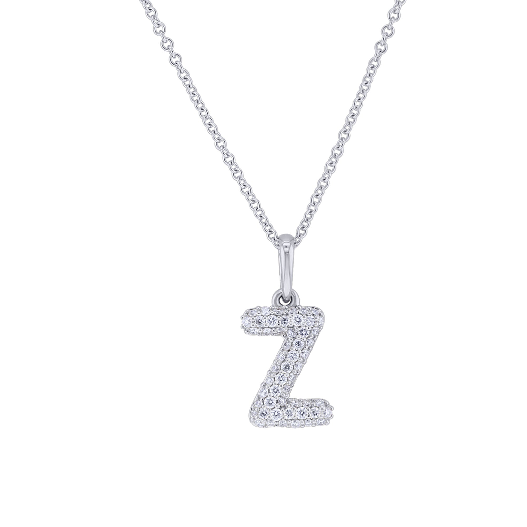 Gold Bubble Initial Diamond Necklace