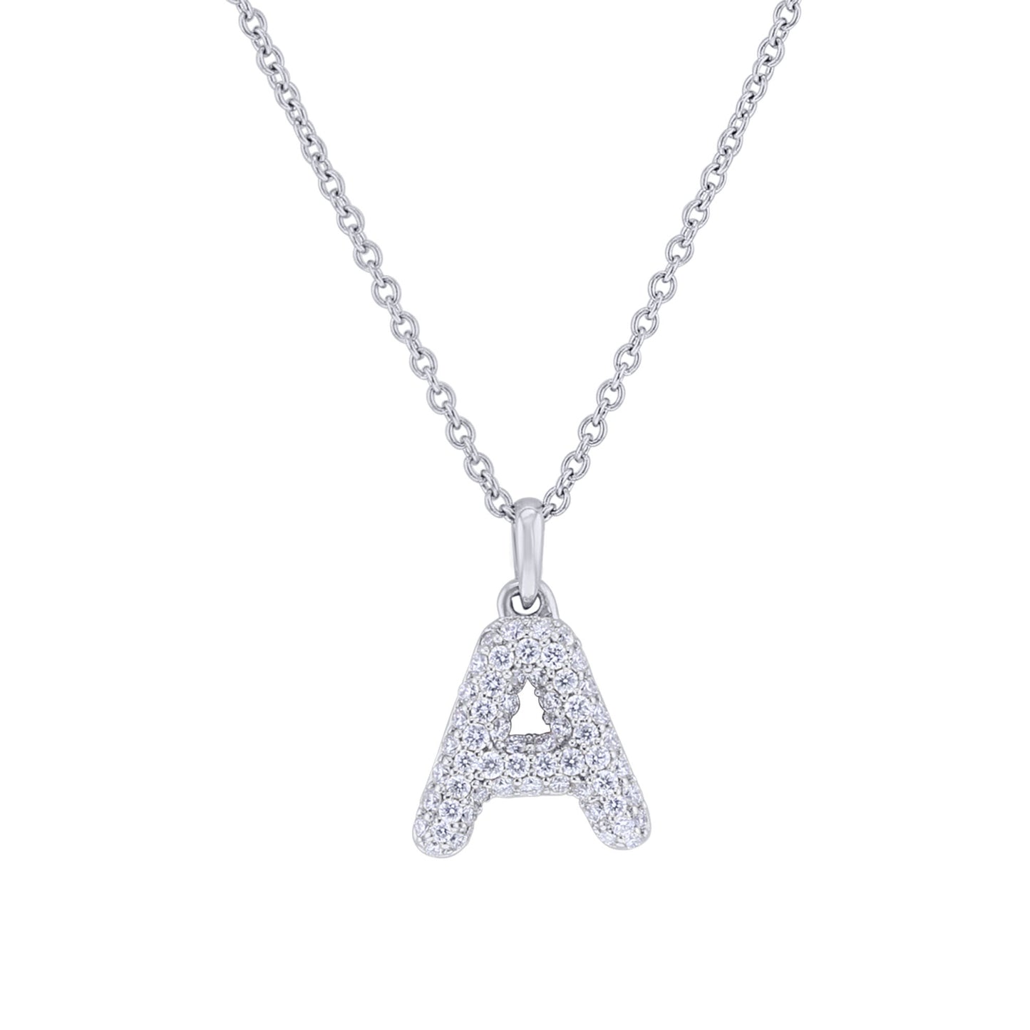 Gold Bubble Initial Diamond Necklace