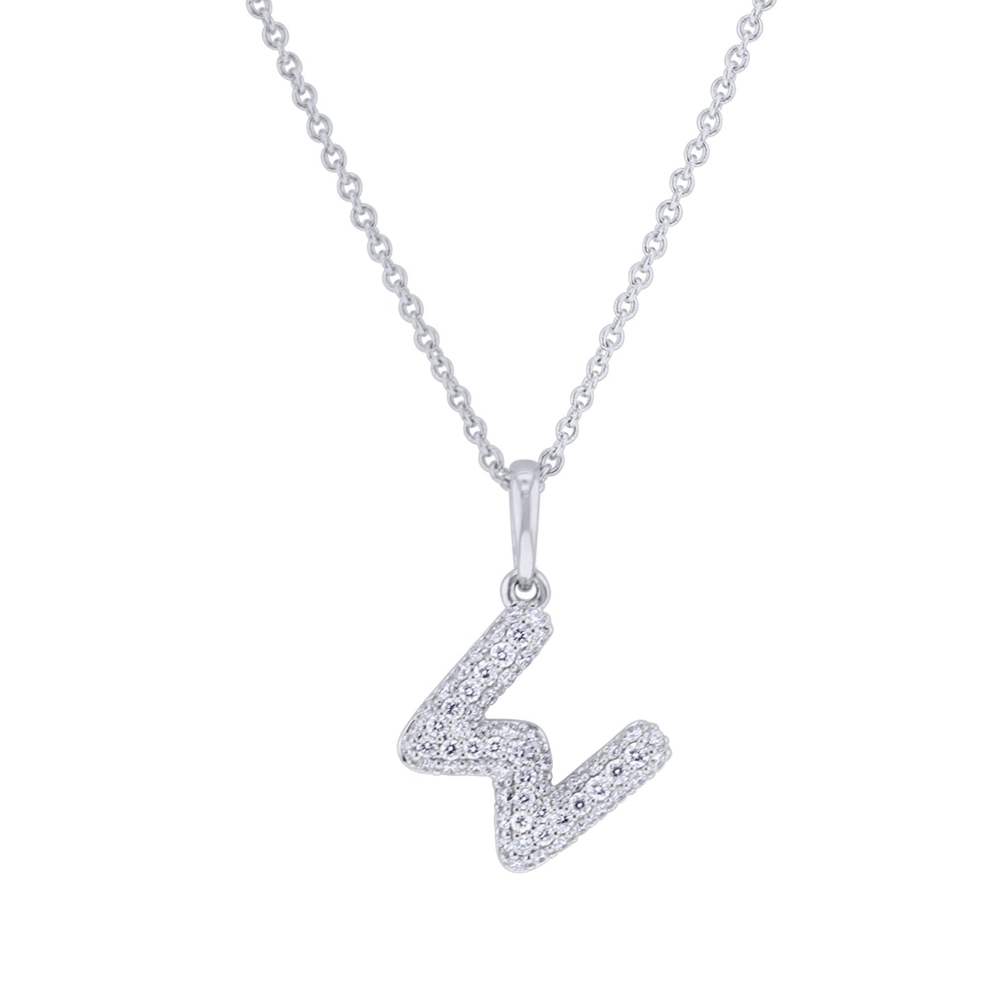 Gold Bubble Initial Diamond Necklace