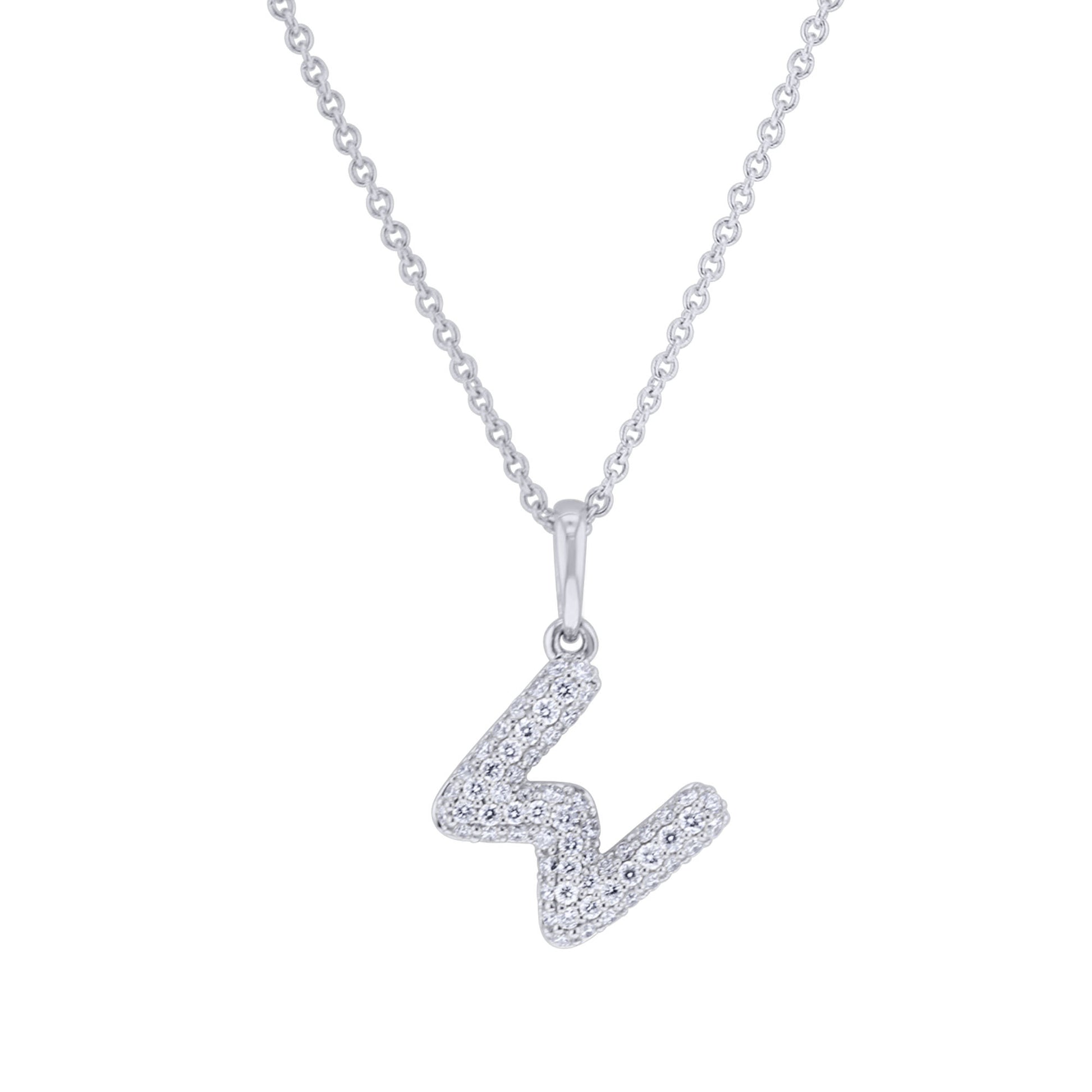 Gold Bubble Initial Diamond Necklace