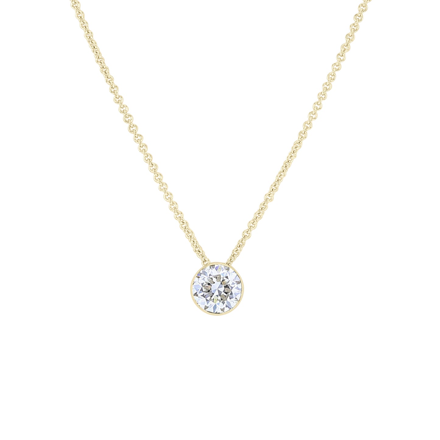 Naked Solitaire Diamond Bezel Necklace 1ct