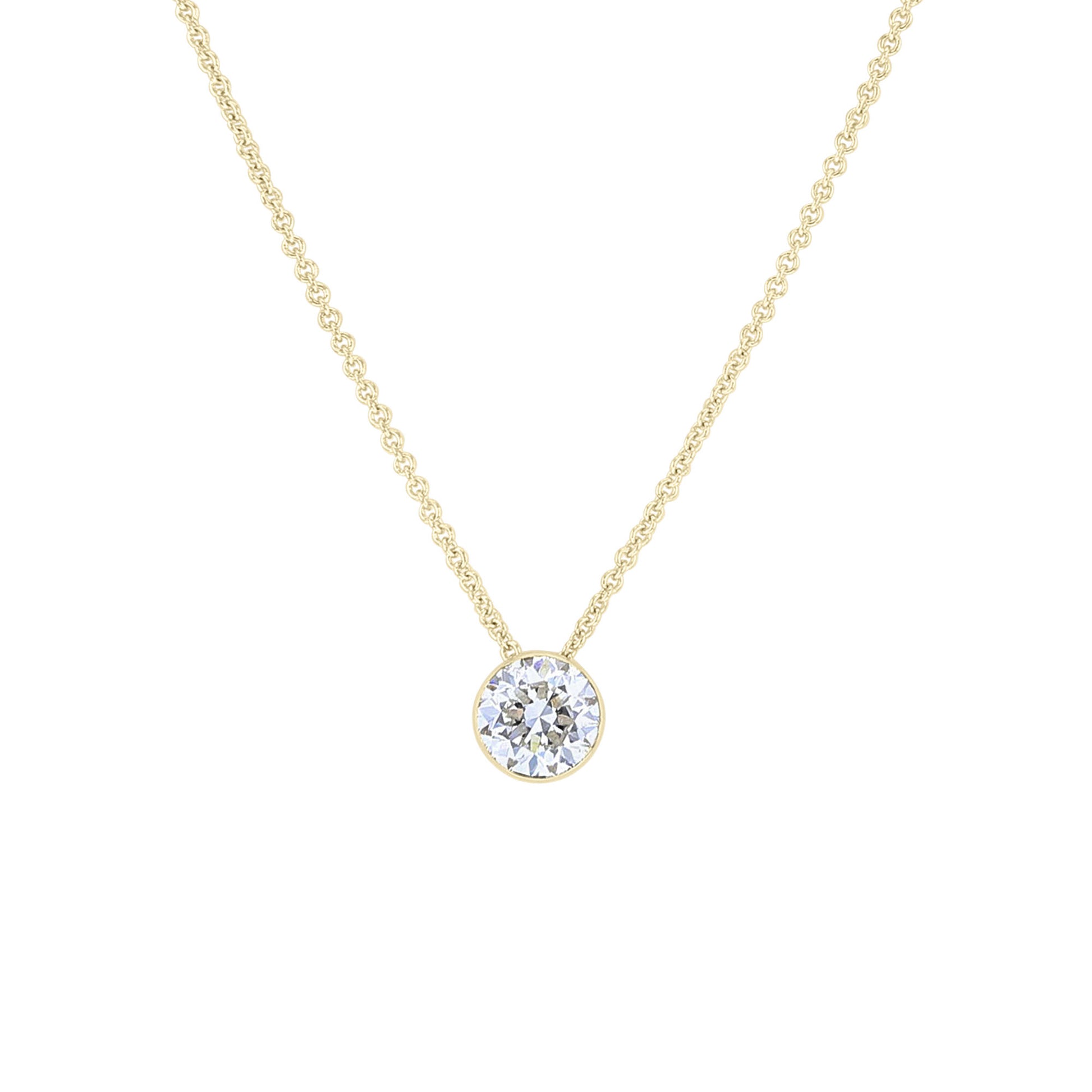 Naked Solitaire Diamond Bezel Necklace 1ct