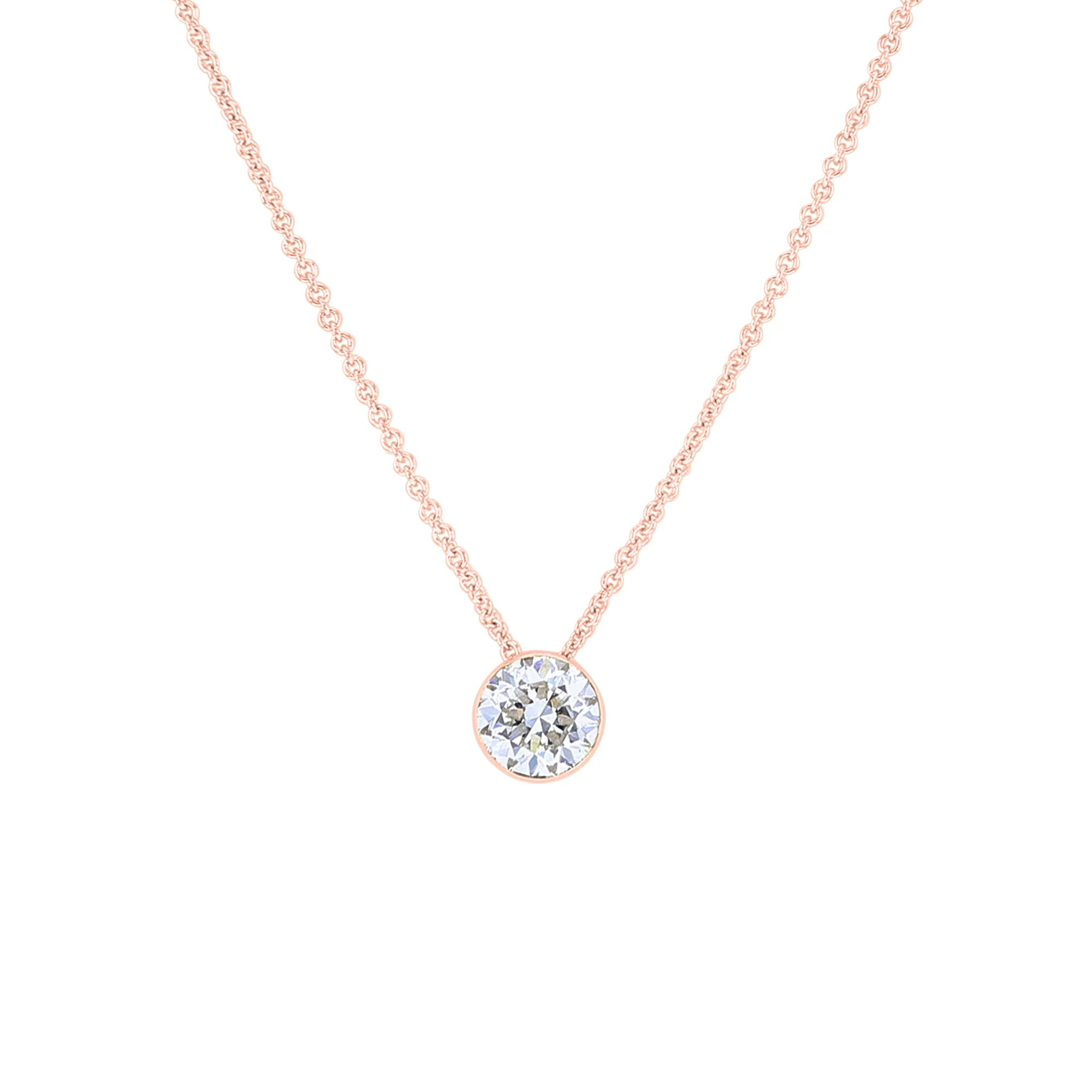 Naked Solitaire Diamond Bezel Necklace 1ct