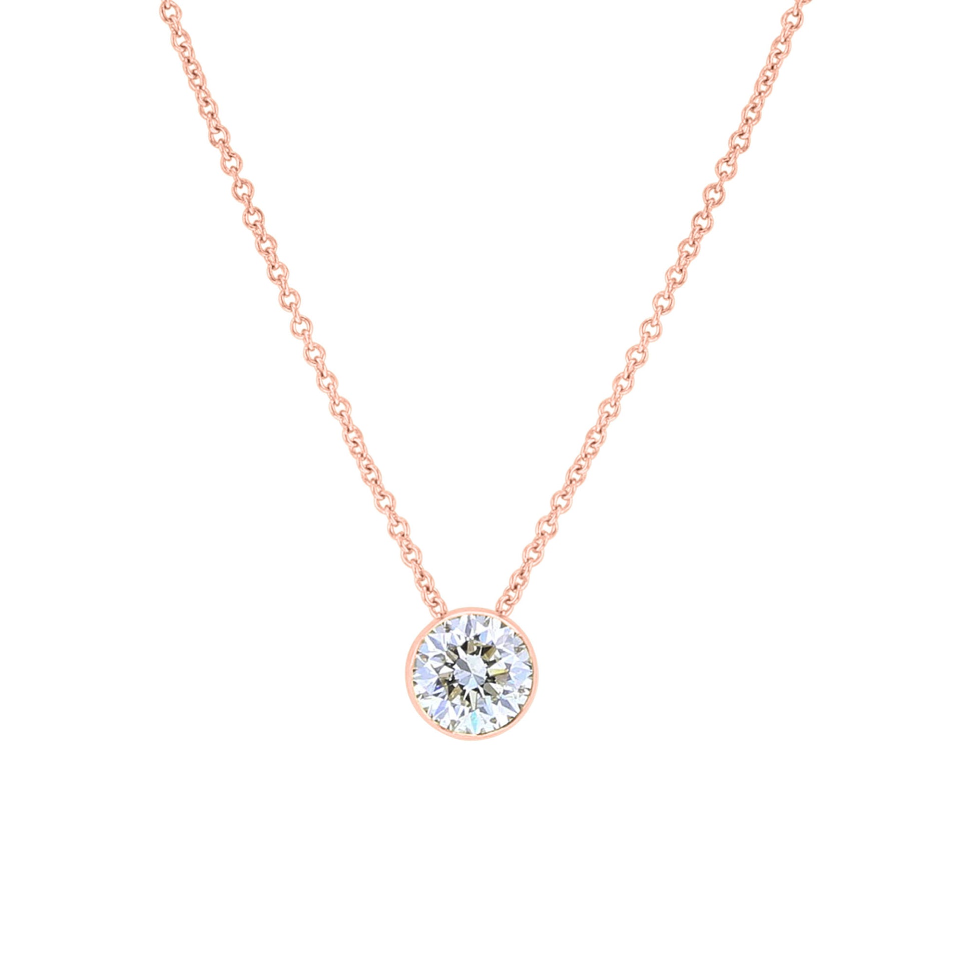 Naked Solitaire Diamond Bezel Necklace 3/4ct