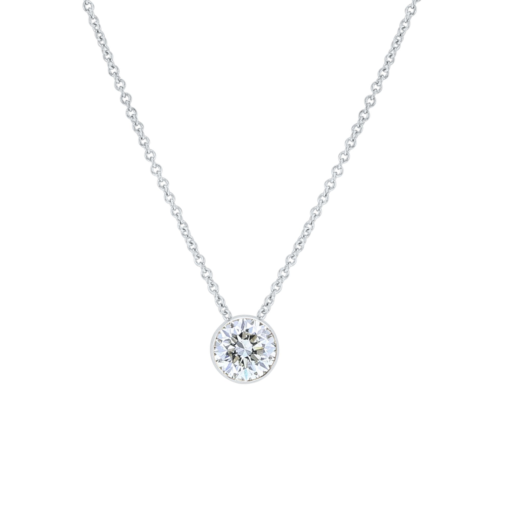 Naked Solitaire Diamond Bezel Necklace 3/4ct
