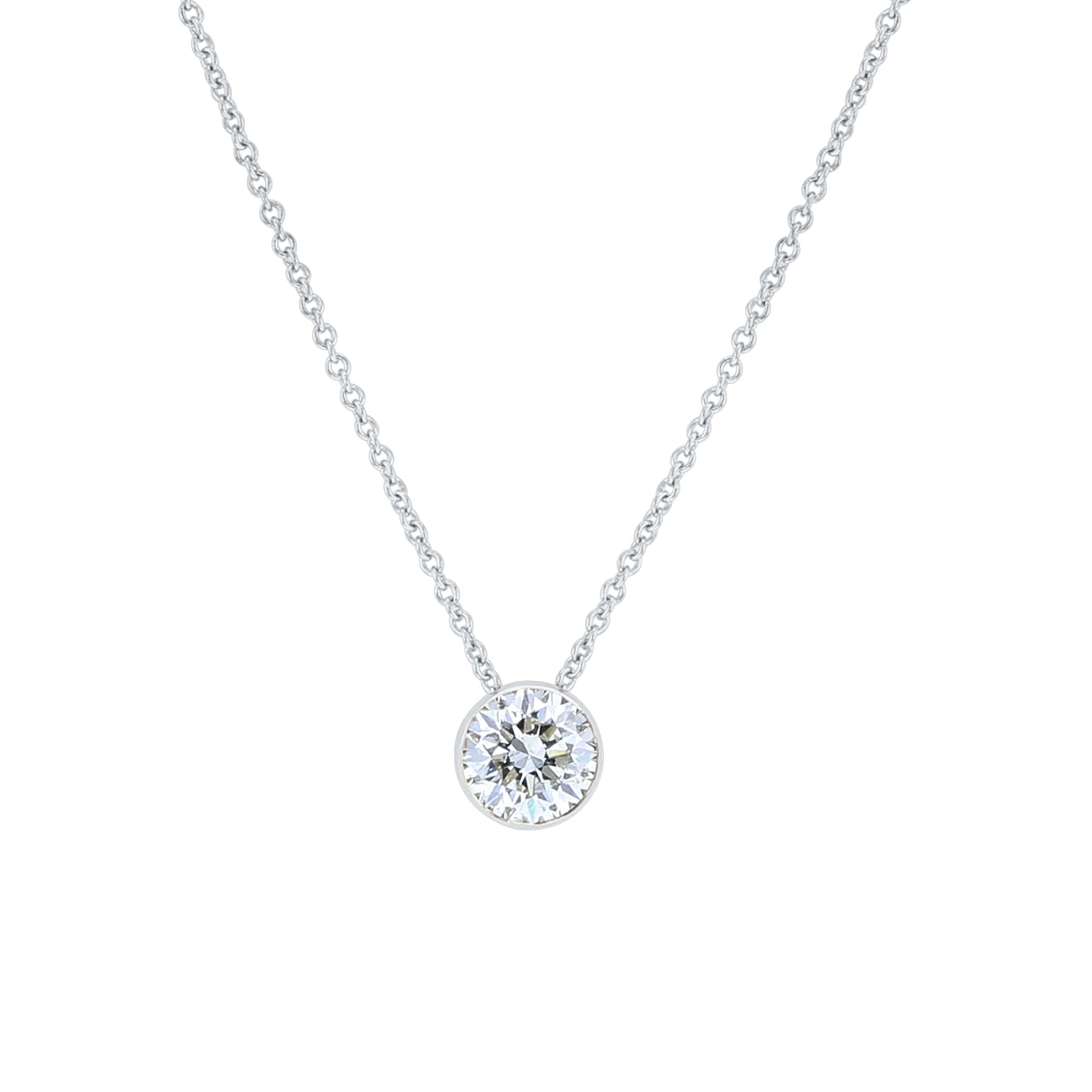 Naked Solitaire Diamond Bezel Necklace 3/4ct