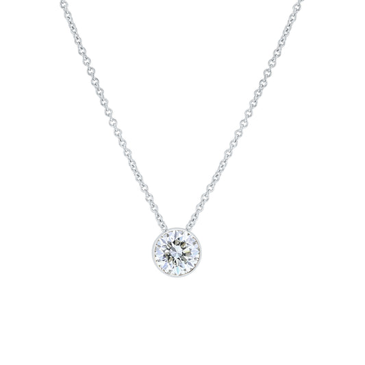 Naked Solitaire Diamond Bezel Necklace 3/4ct