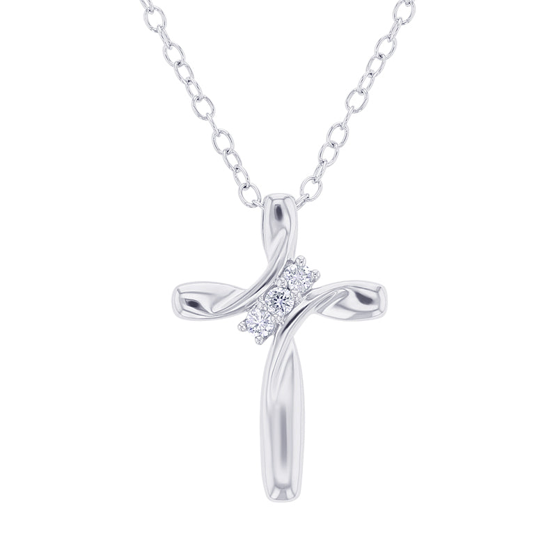 Silver Trinity Diamond Cross Necklace
