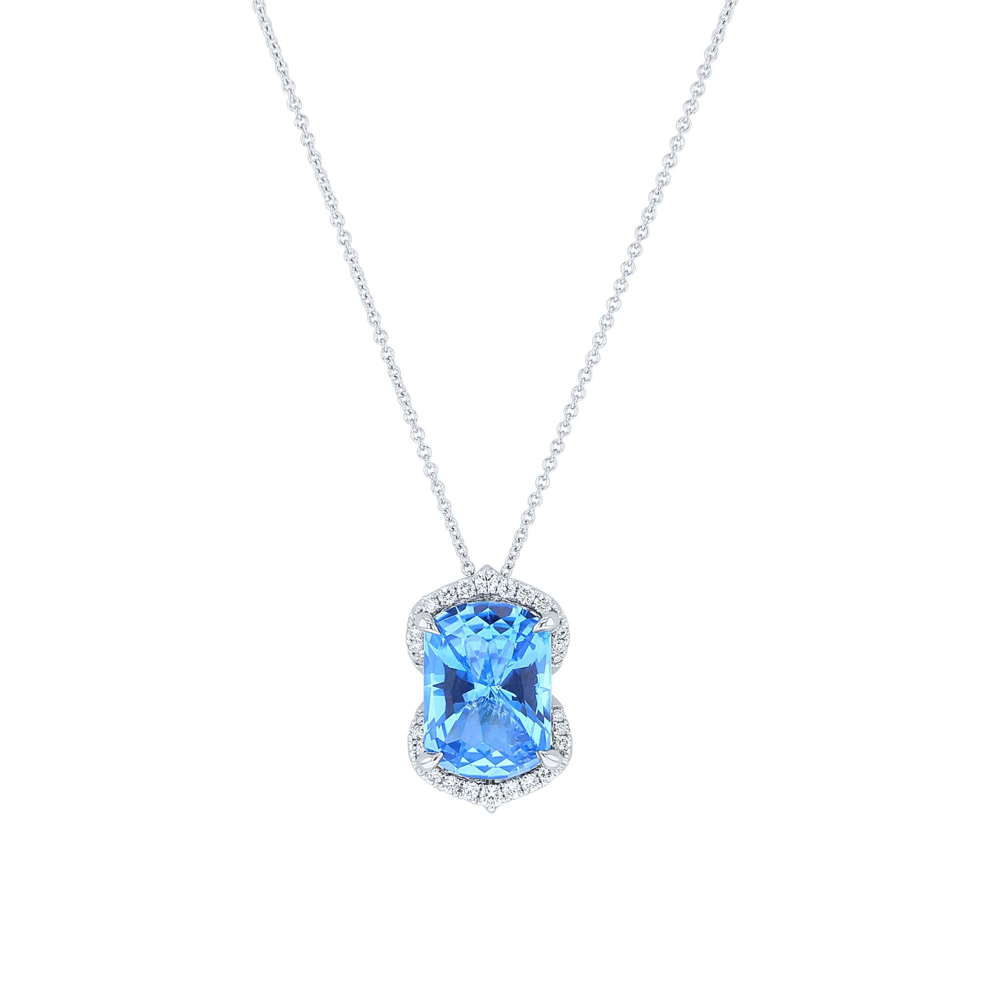 Cybele Blue Topaz & Diamond Claw Set Necklace