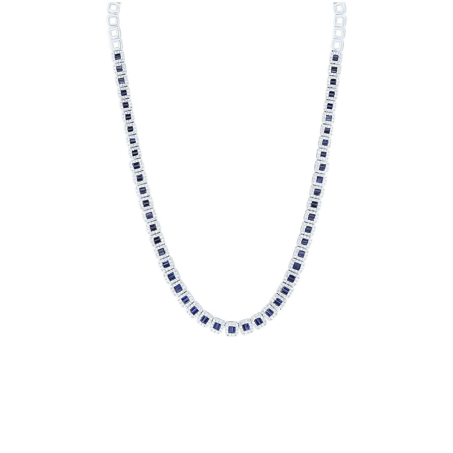 Lagoon Sapphire and Diamond Tennis Necklace
