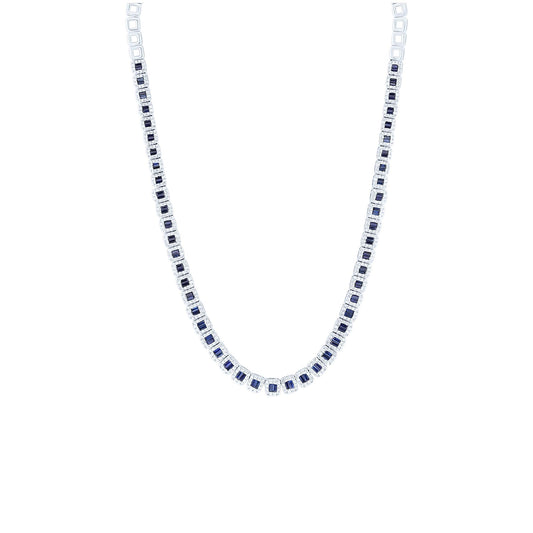 Lagoon Sapphire and Diamond Tennis Necklace