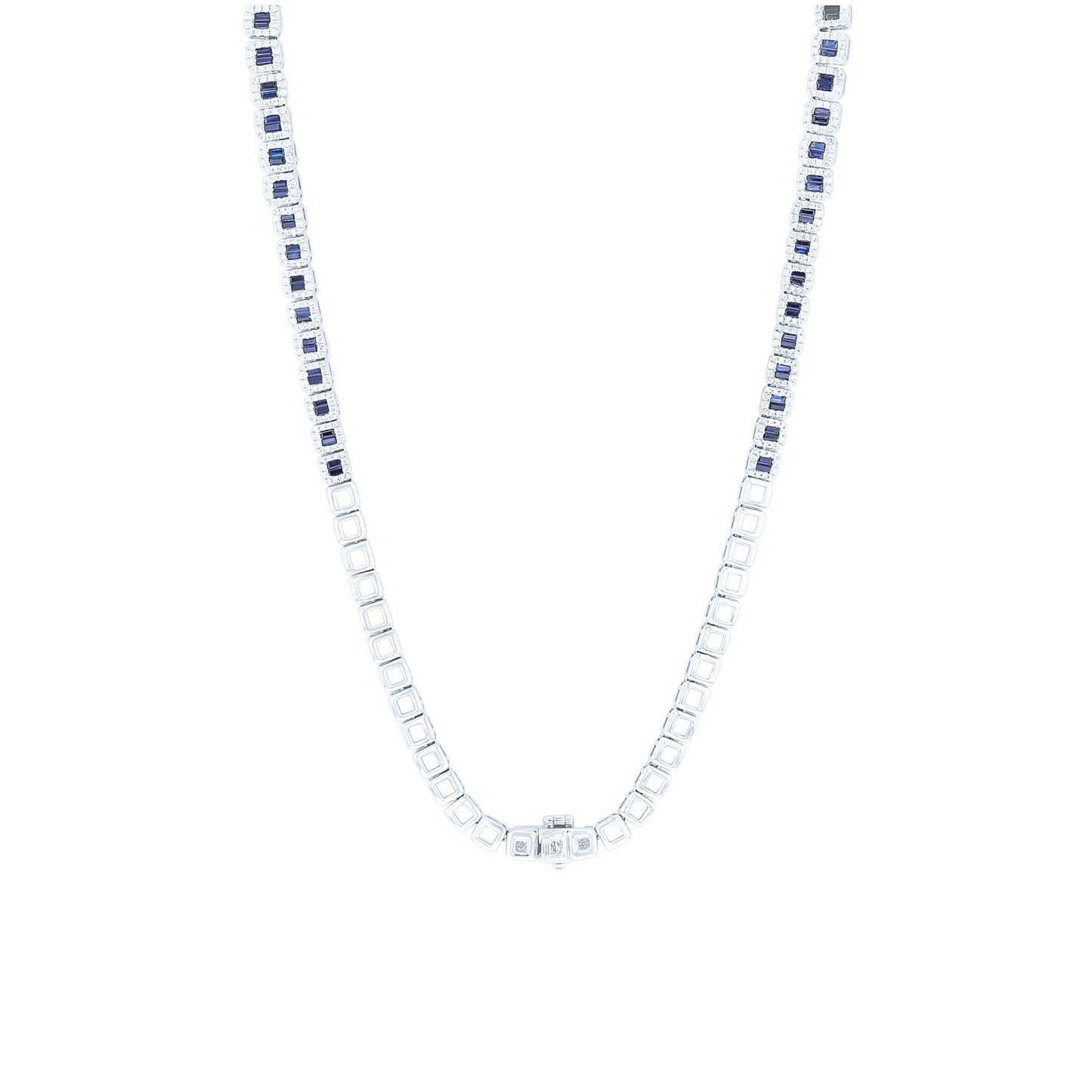 Lagoon Sapphire and Diamond Tennis Necklace