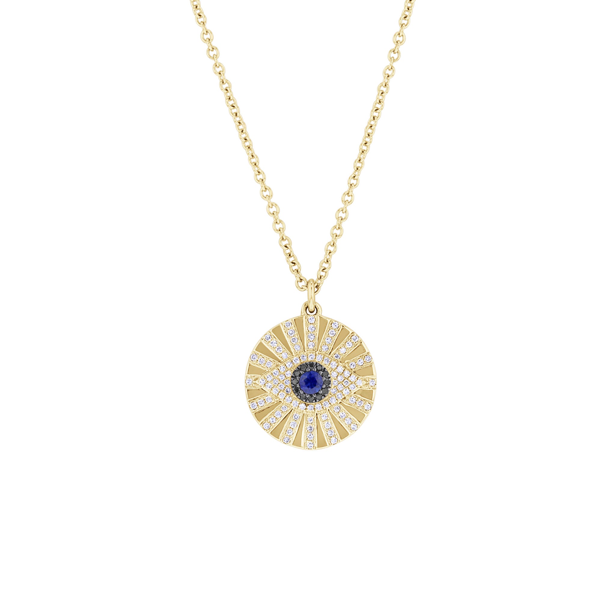 Bright Eye Sapphire and Diamond Medallion Necklace