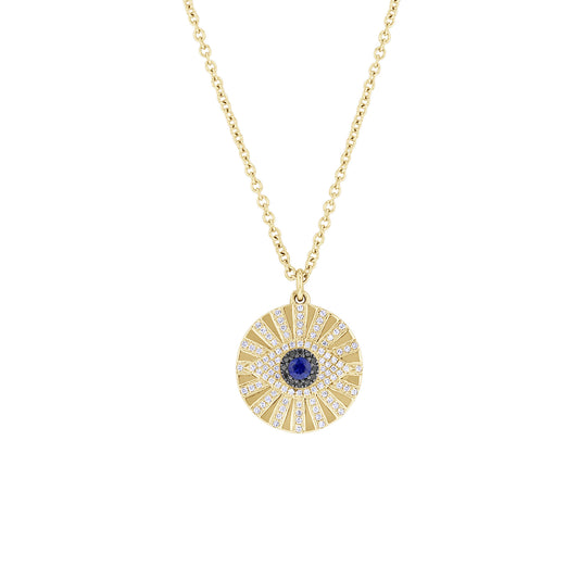 Bright Eye Sapphire and Diamond Medallion Necklace