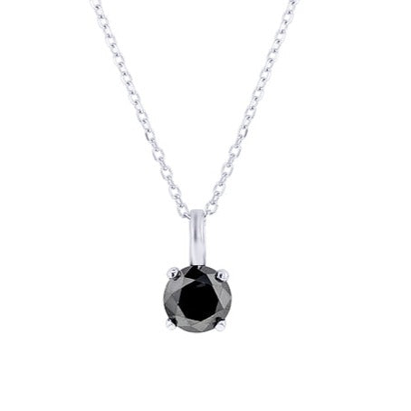 Black Diamond Solitaire Necklace 3/4ct