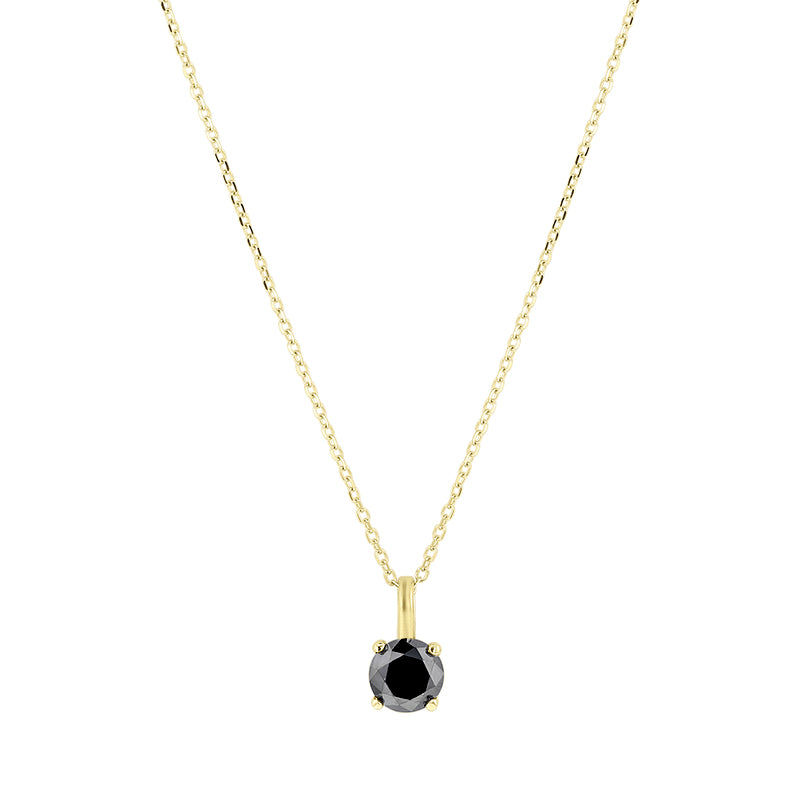 Black Diamond Solitaire Necklace 3/4ct