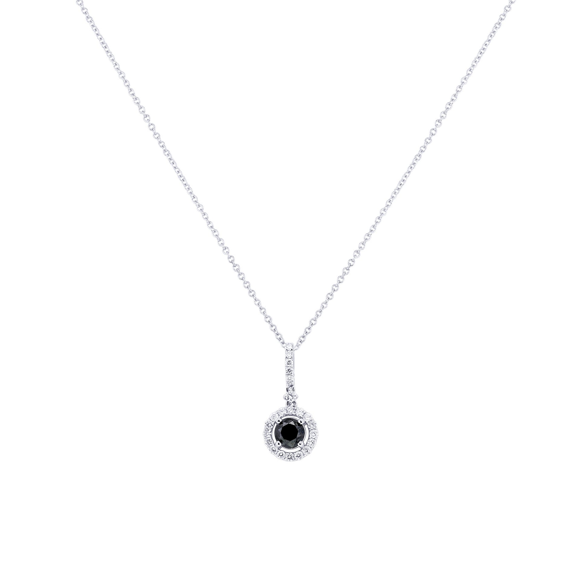 Enid Black and White Halo Diamond Necklace 1 3/8ct