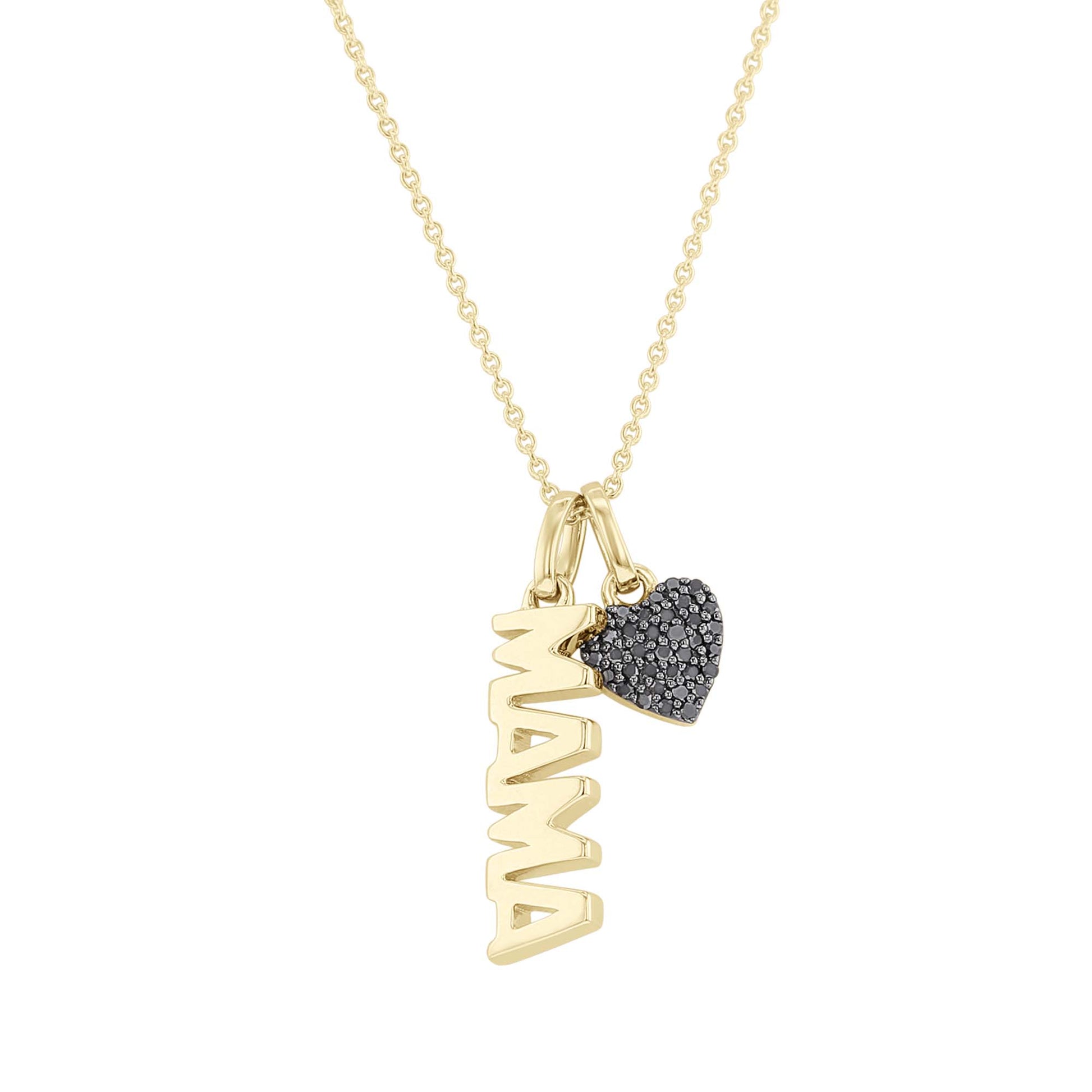 Mama Black Diamond Charm Necklace
