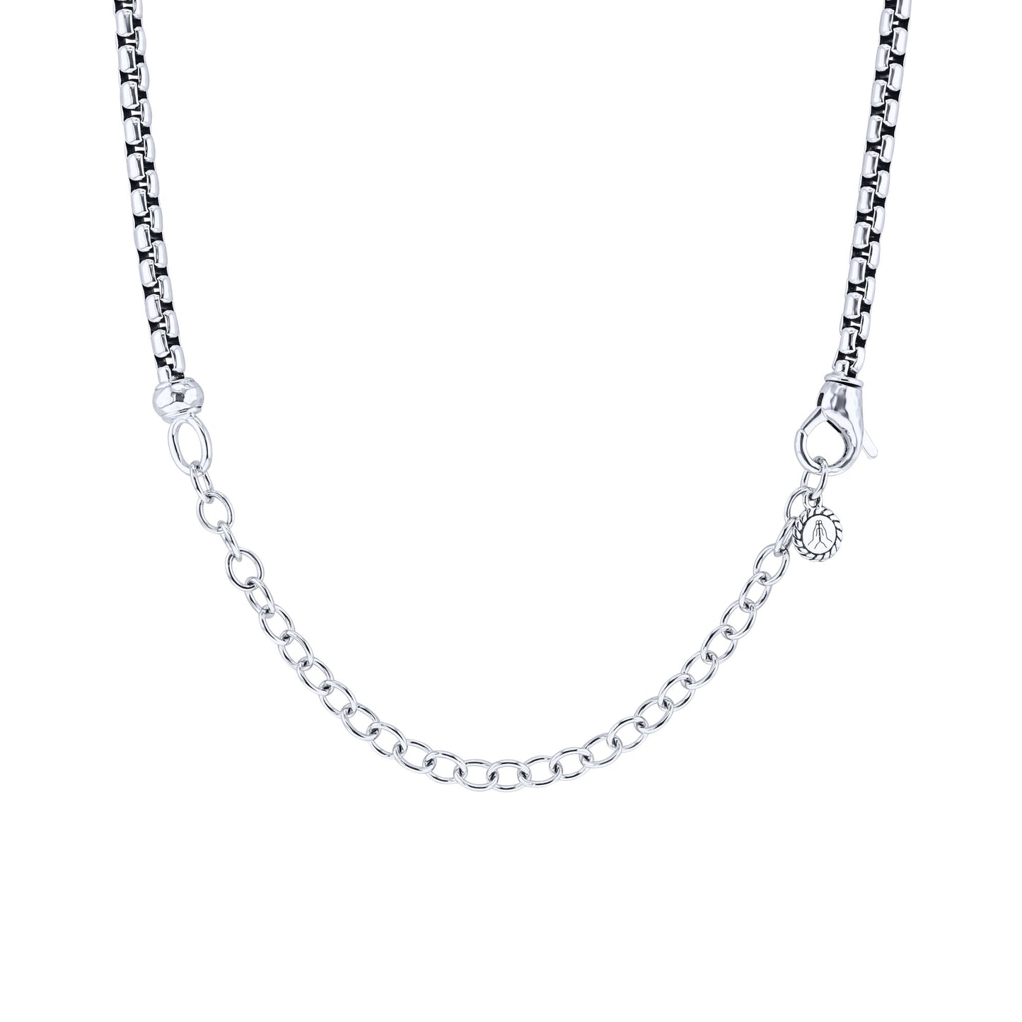 Treasure Pearl Silver Box Chain Necklace