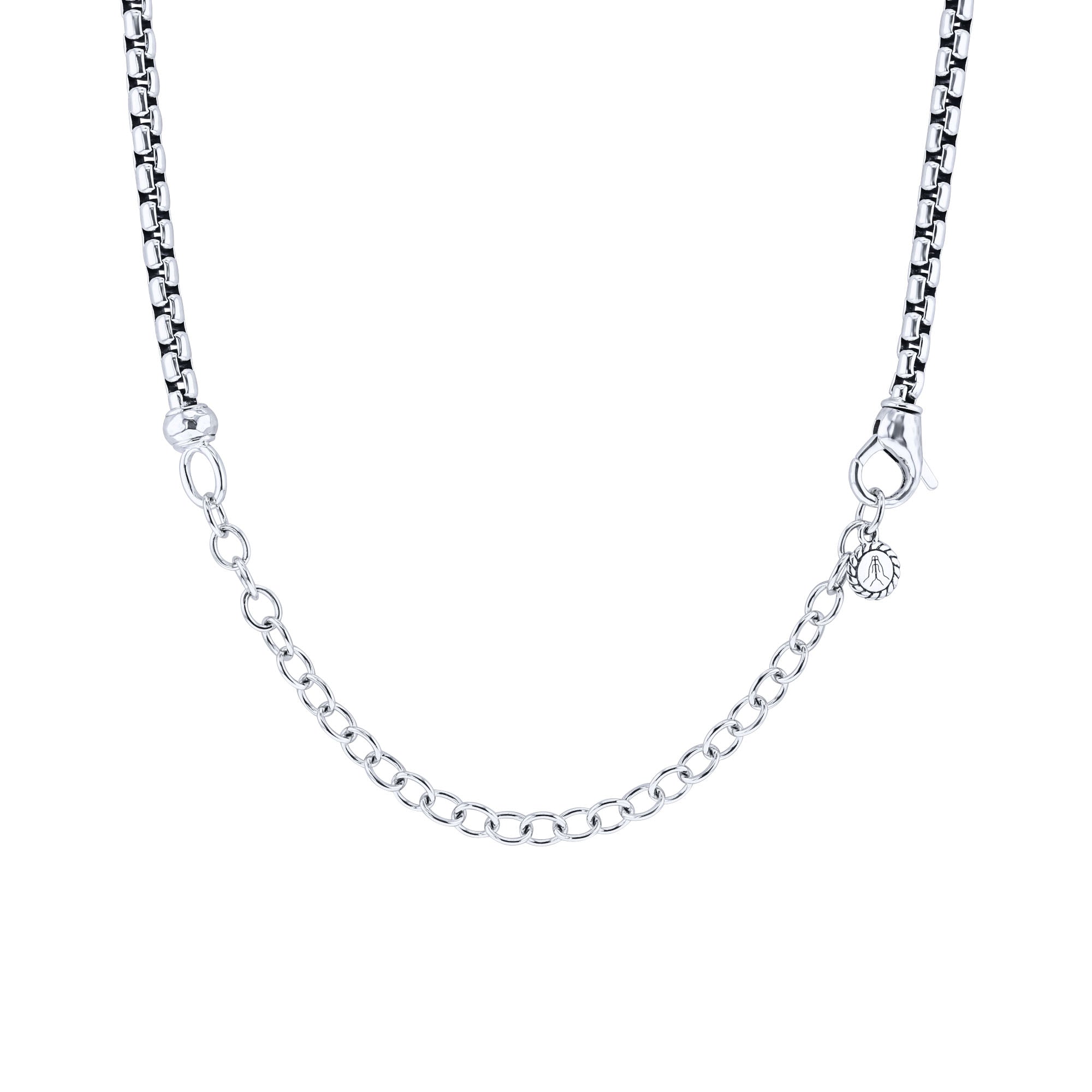 Treasure Pearl Silver Box Chain Necklace