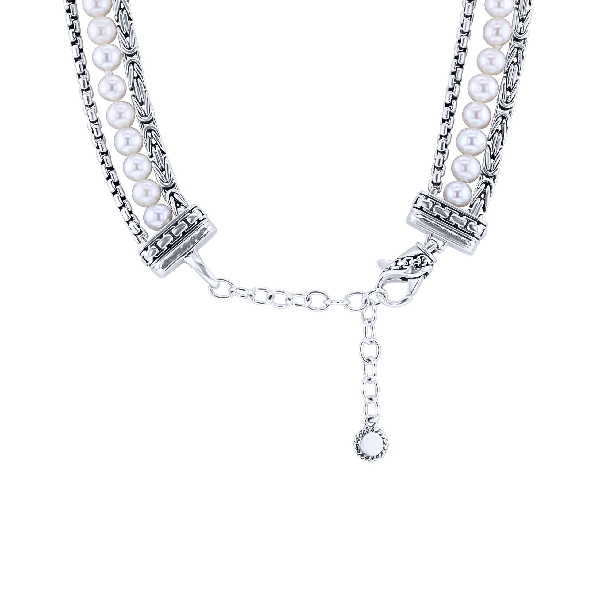Treasure Pearl Silver Triple Strand Necklace