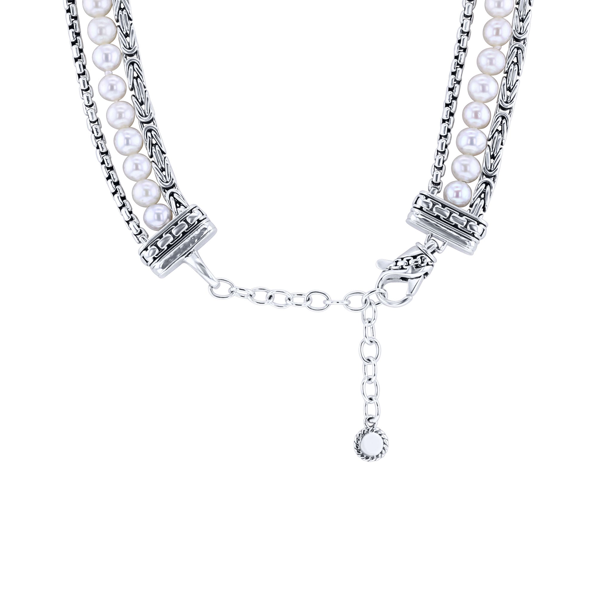 Treasure Pearl Silver Triple Strand Necklace