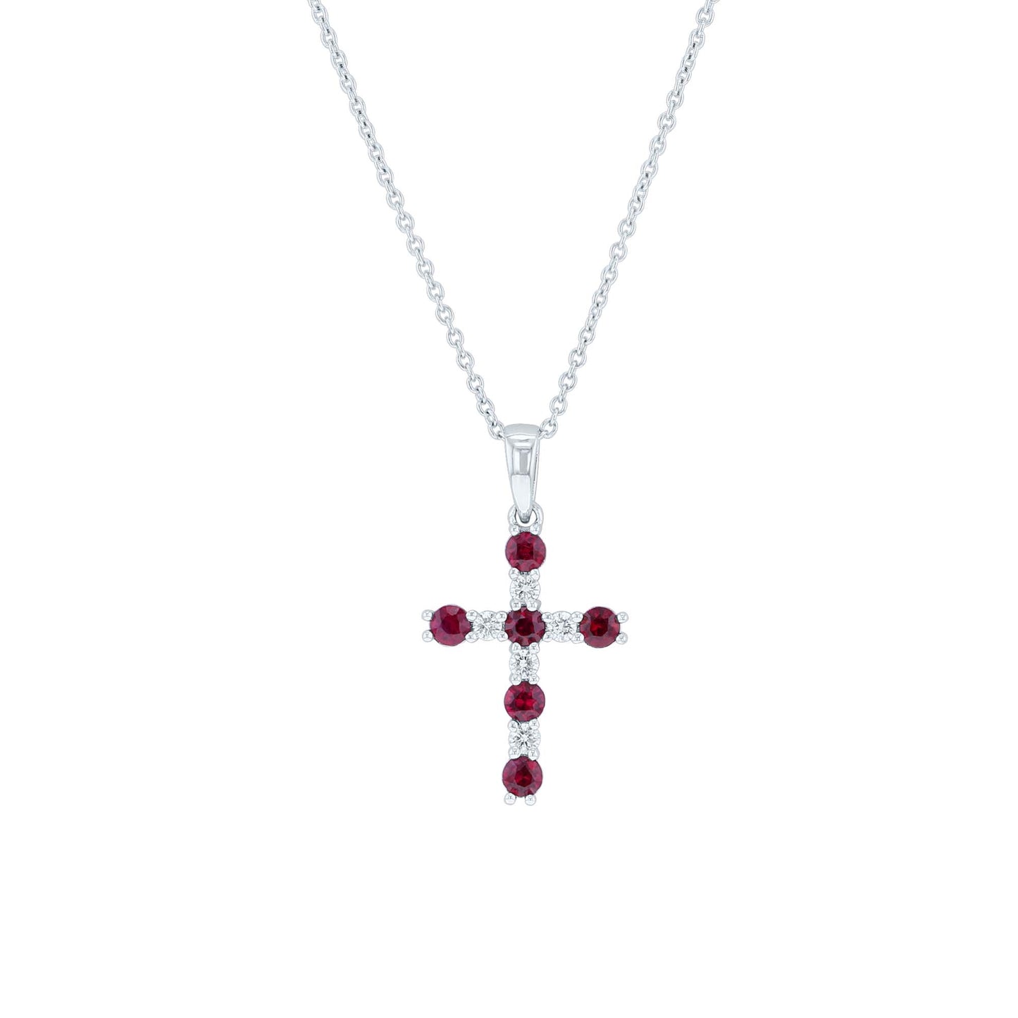 Divine Light Ruby & Diamond Cross Necklace