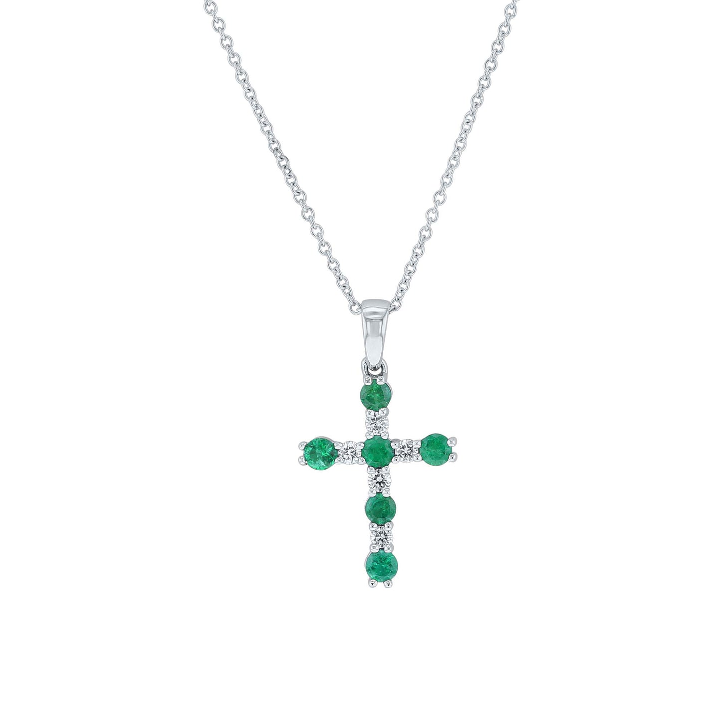 Divine Light Emerald & Diamond Cross Necklace