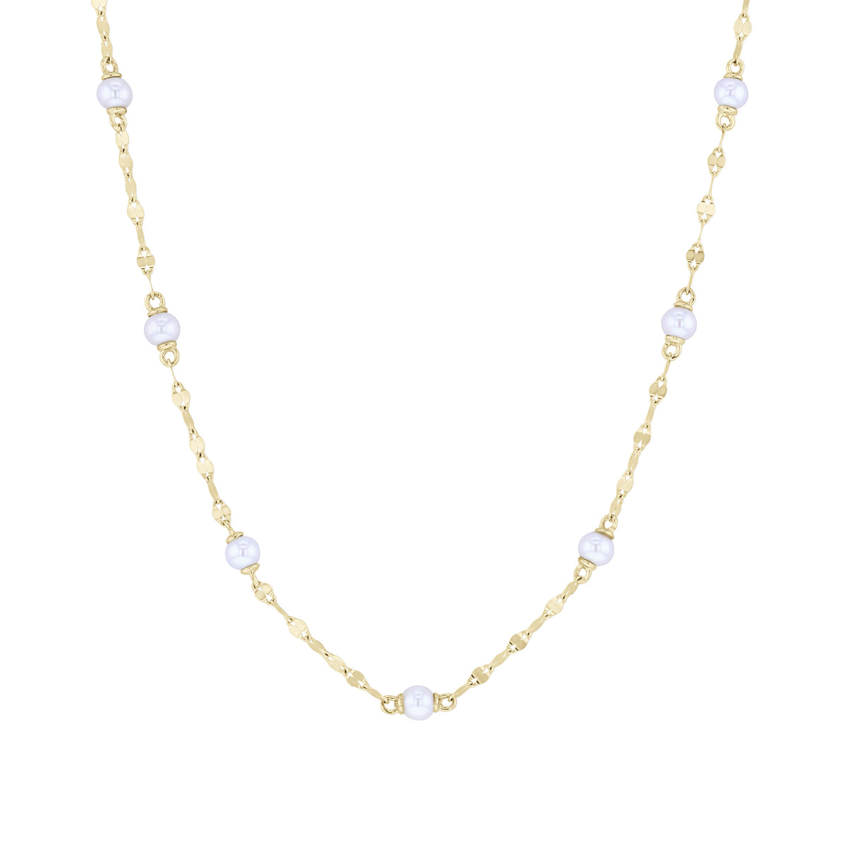 Michelle Pearl Sparkle Chain Station Necklace