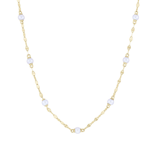 Michelle Pearl Sparkle Chain Station Necklace