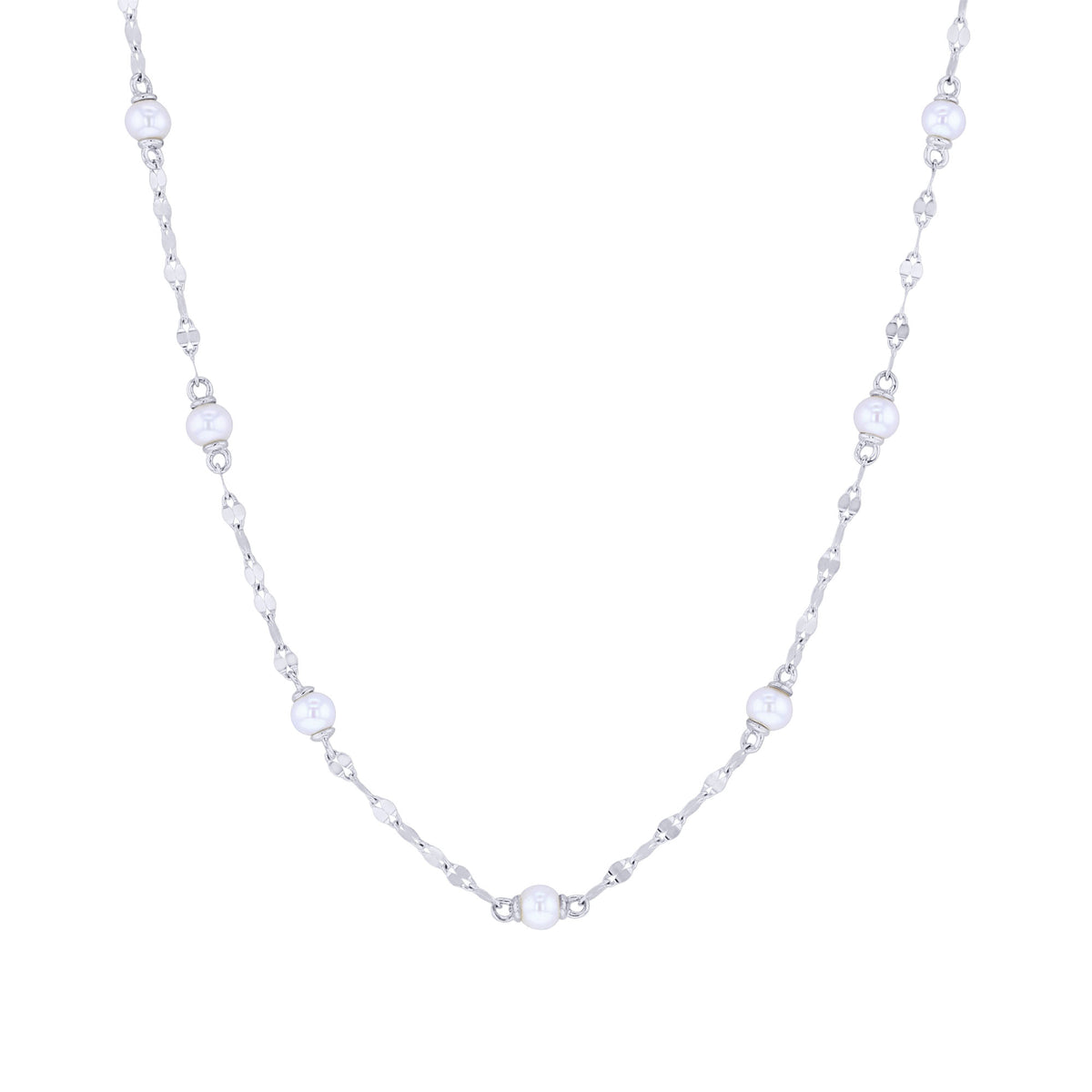 Michelle Pearl Sparkle Chain Station Necklace