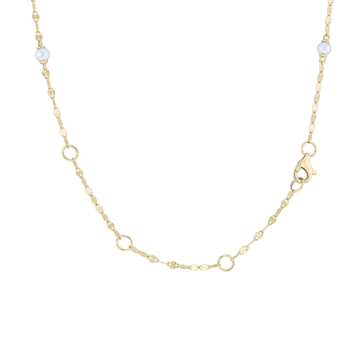 Michelle Pearl Sparkle Chain Station Necklace