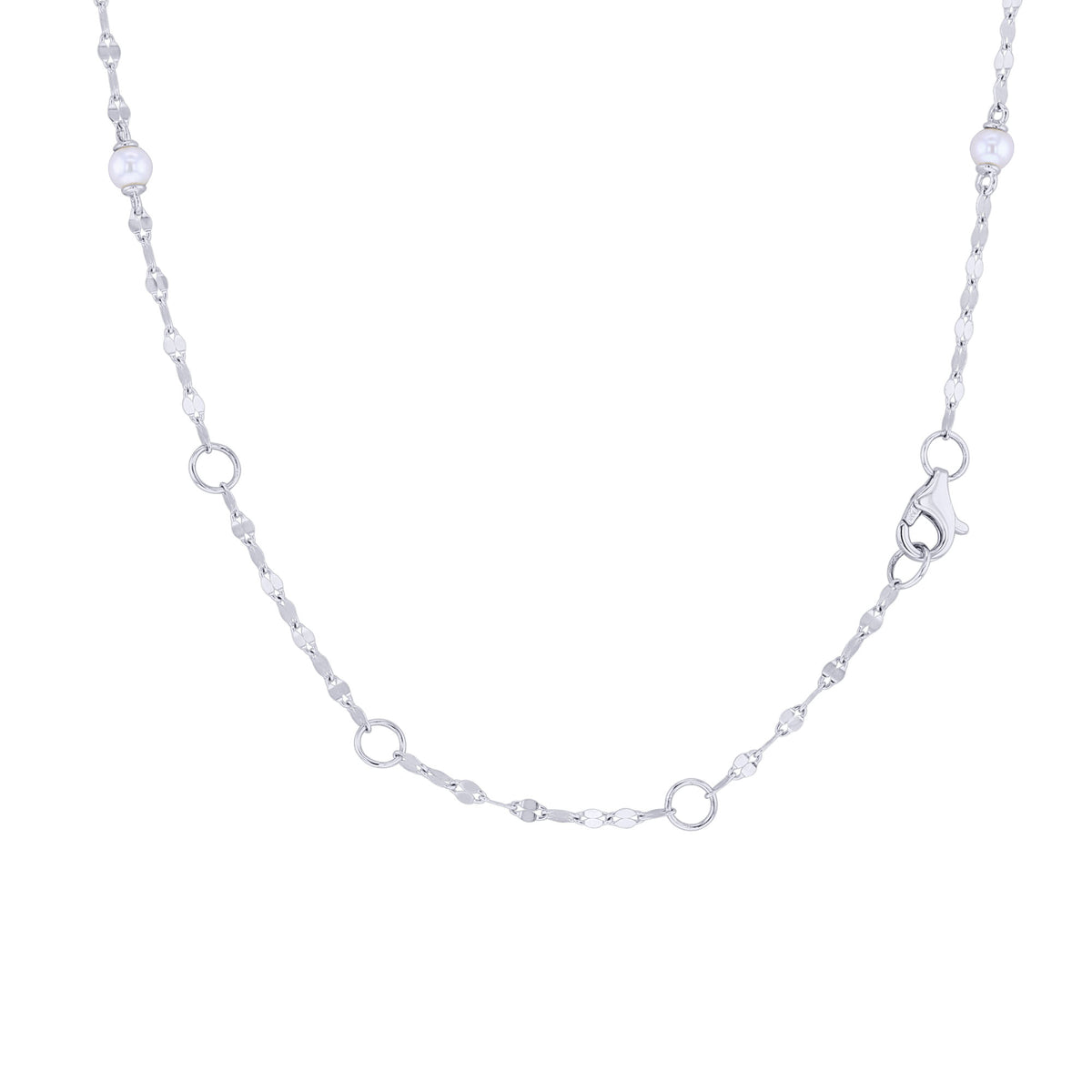 Michelle Pearl Sparkle Chain Station Necklace