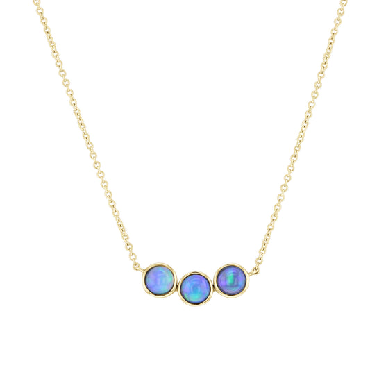 Gaia Three Stone Opal Bezel Necklace