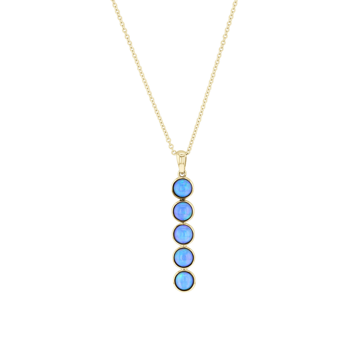 Gaia Five Stone Opal Bezel Drop Necklace