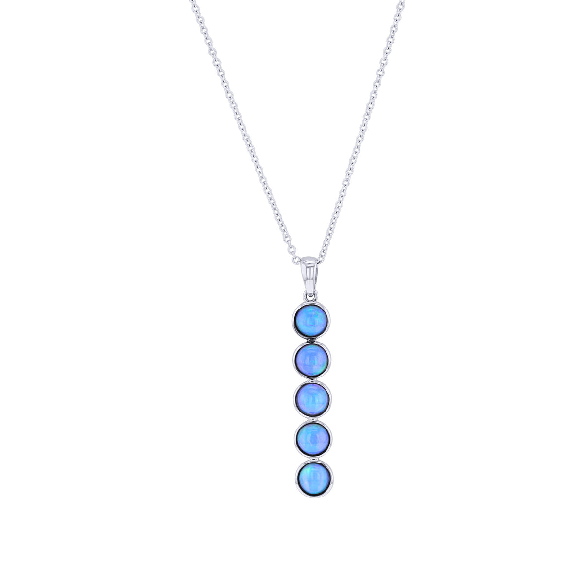 Gaia Five Stone Opal Bezel Drop Necklace