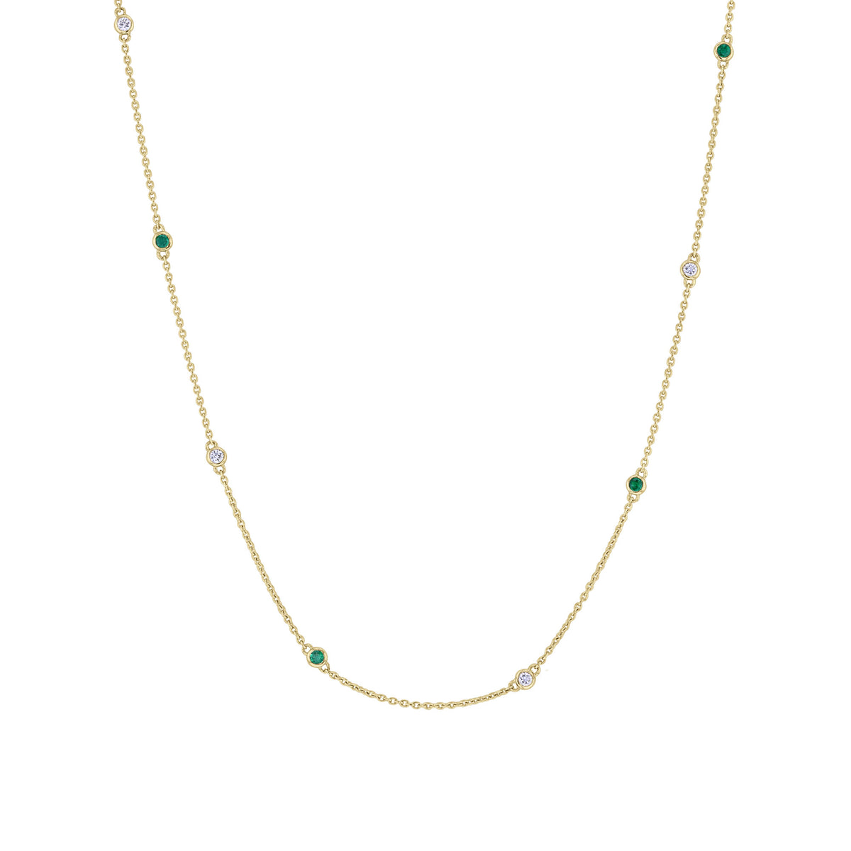 Zinnia Emerald & Diamond Station Necklace