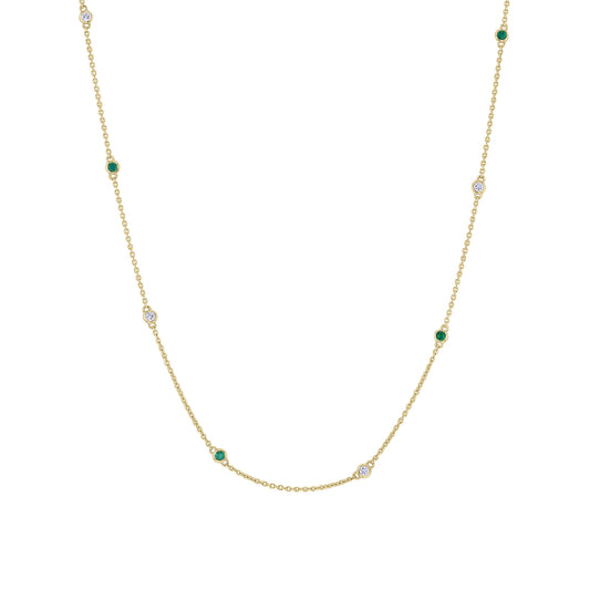 Zinnia Emerald & Diamond Station Necklace