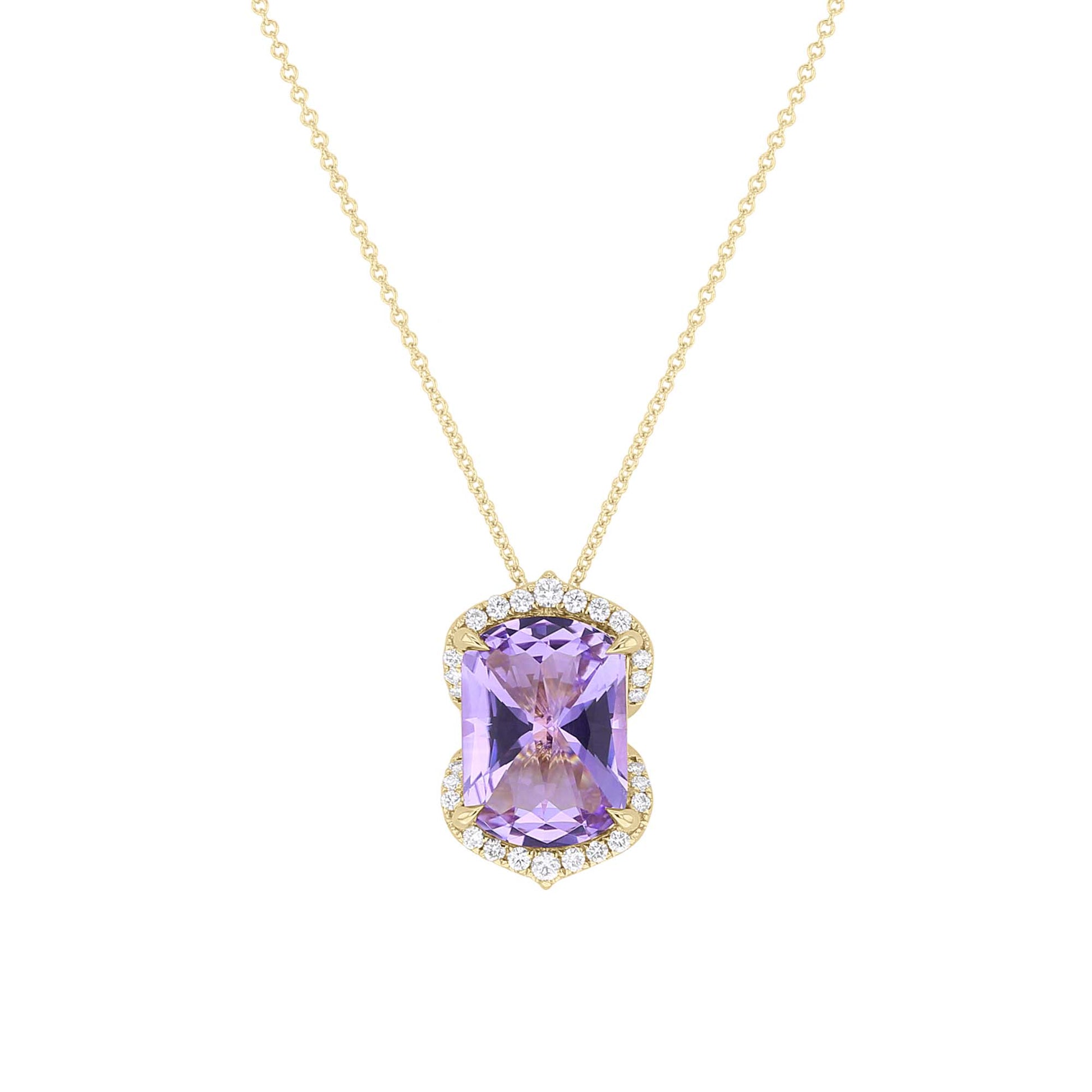 Rhea Amethyst & Diamond Claw Set Necklace