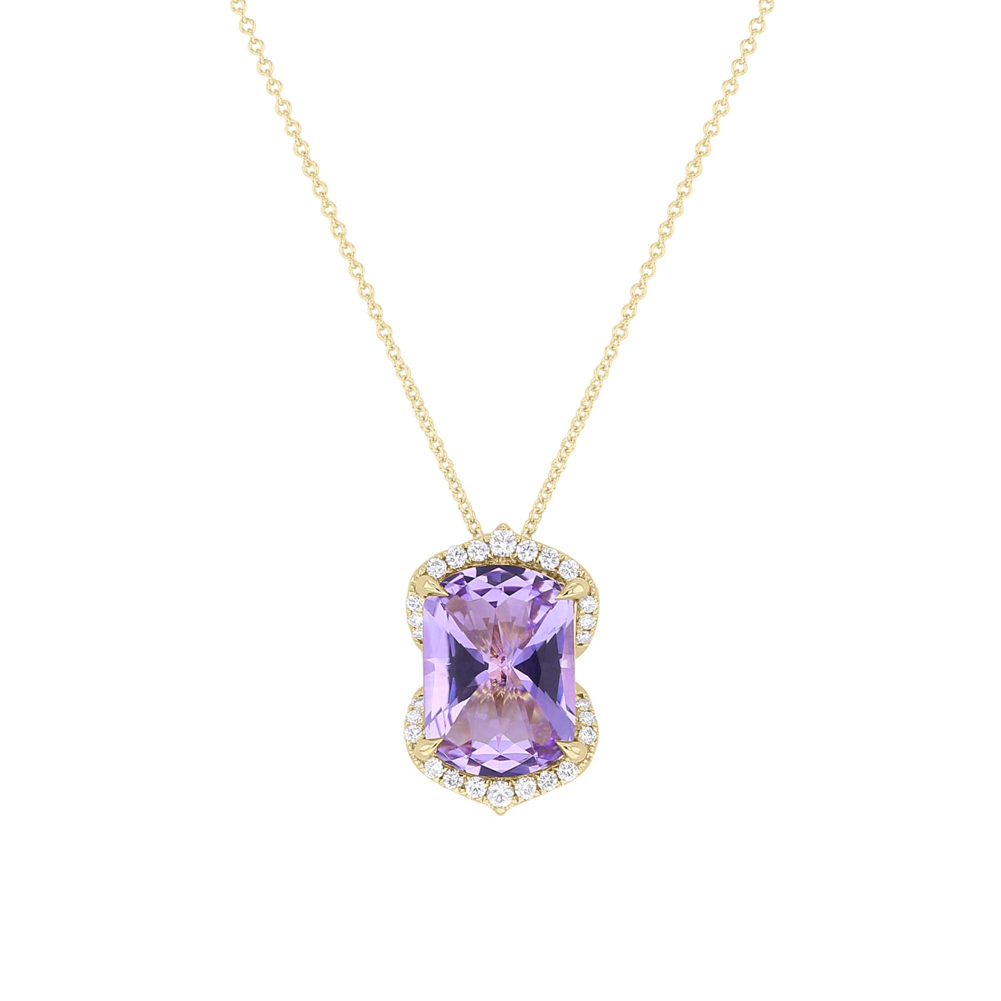 Rhea Amethyst & Diamond Claw Set Necklace