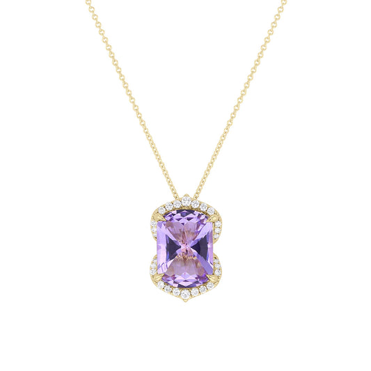 Rhea Amethyst & Diamond Claw Set Necklace
