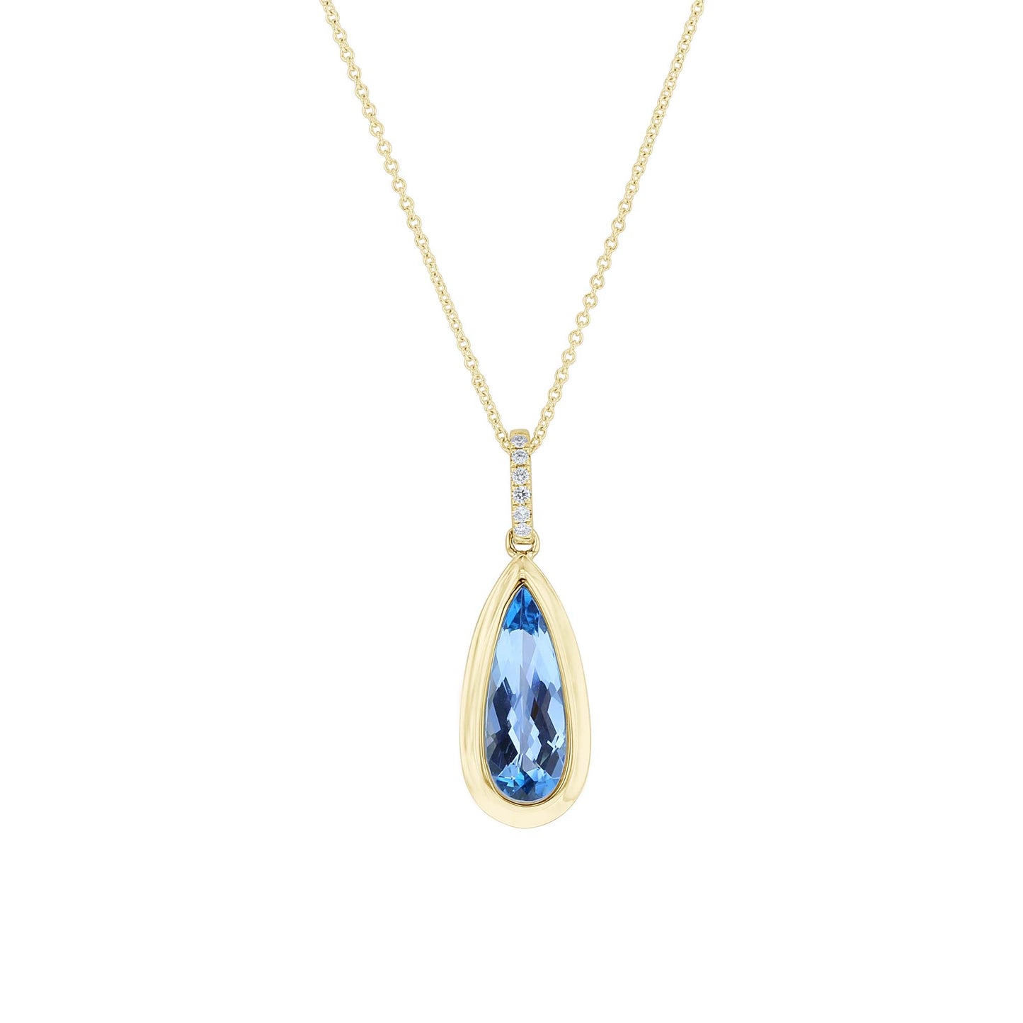 Brizo Blue Topaz & Diamond Drop Necklace