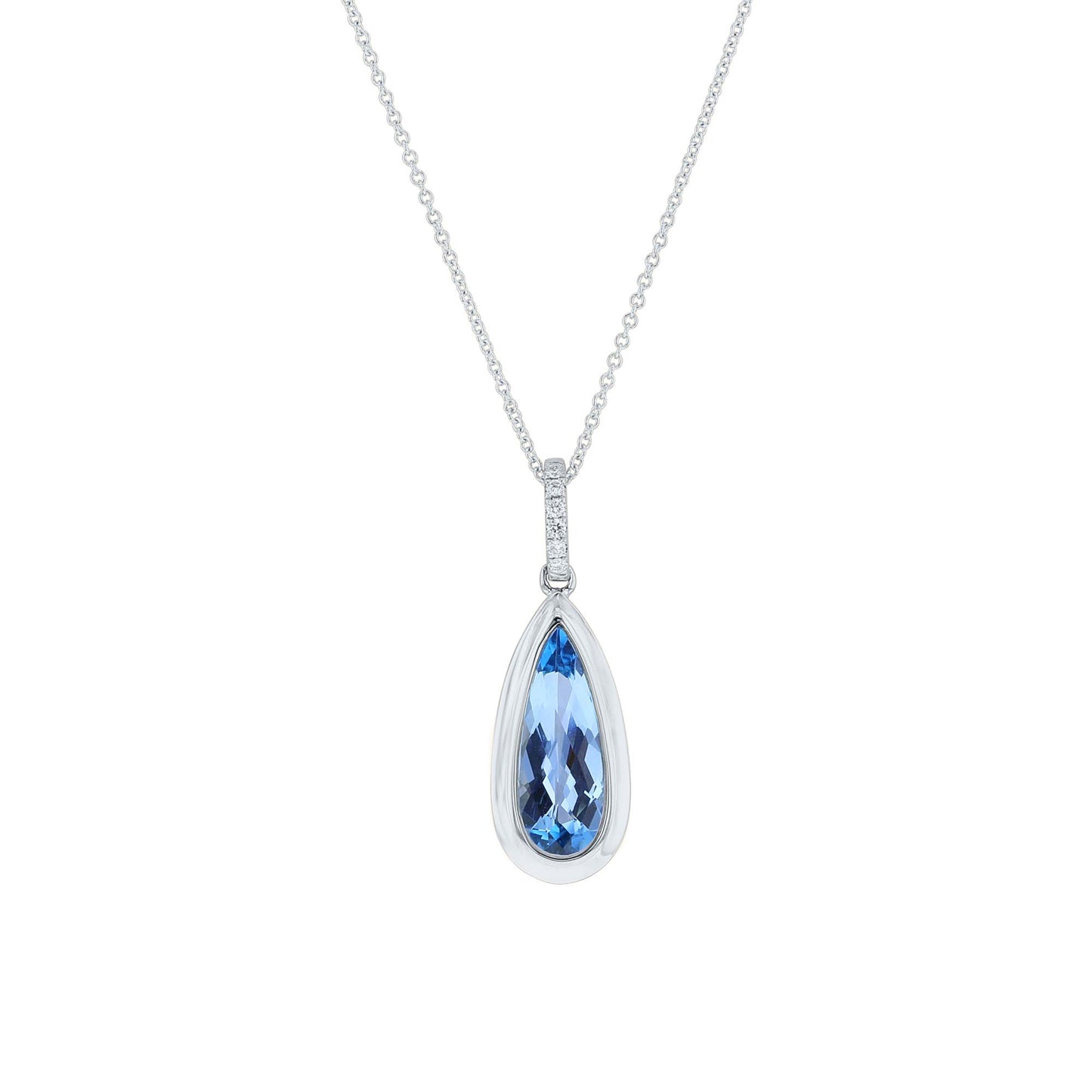 Brizo Blue Topaz & Diamond Drop Necklace