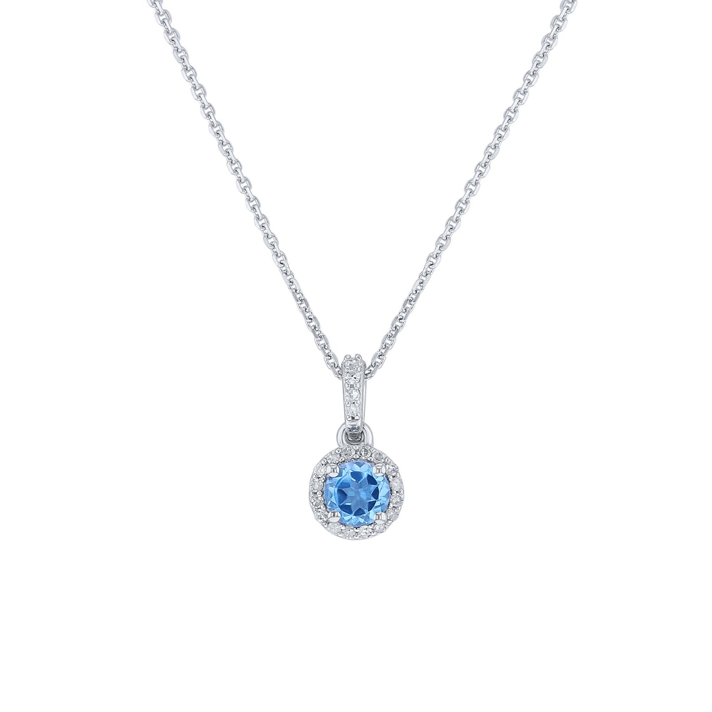 Silver Cupcake Blue Topaz & Diamond Necklace