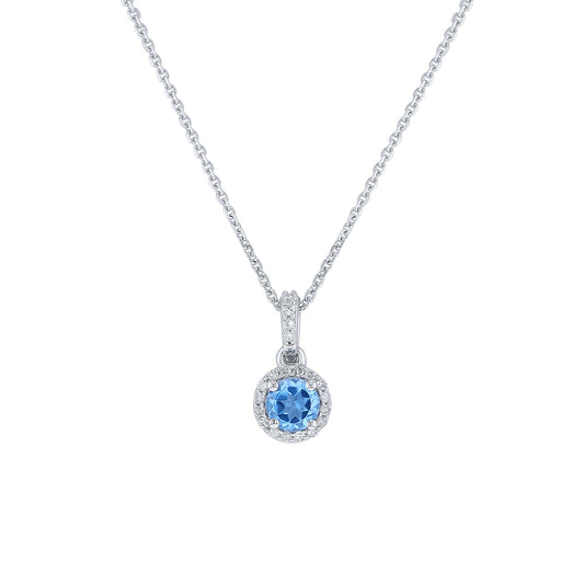 Silver Cupcake Blue Topaz & Diamond Necklace