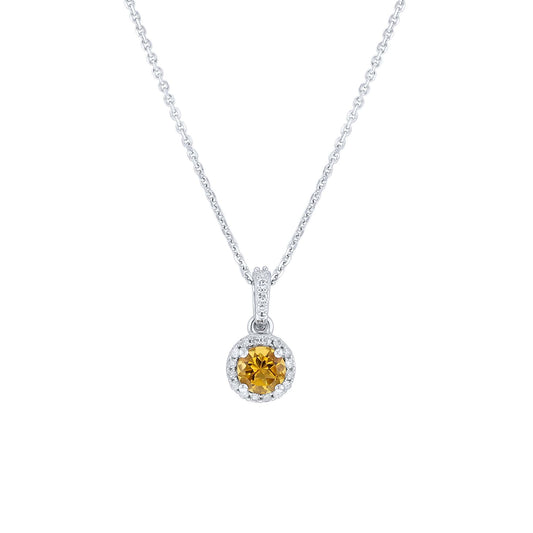 Silver Cupcake Citrine & Diamond Necklace